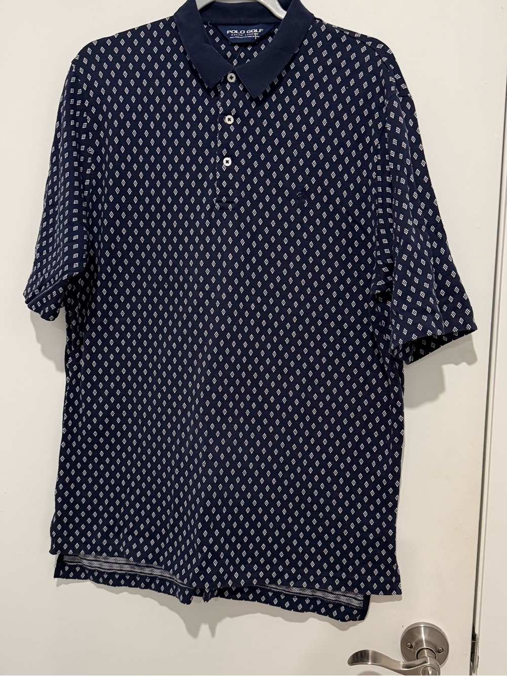 Polo Golf Ralph Lauren Men’s M Navy Geometric Pima Cotton Polo